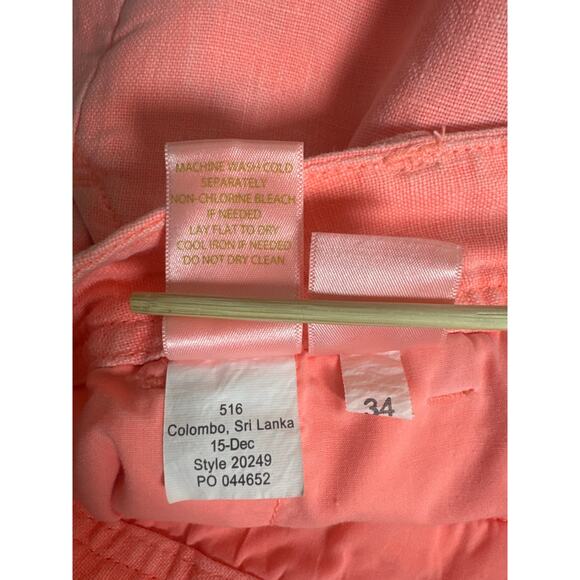 Lilly Pulitzer Linen Calla Shorts Coral Orange Pink Womens 0 Gold Button Resort - Picture 9 of 9